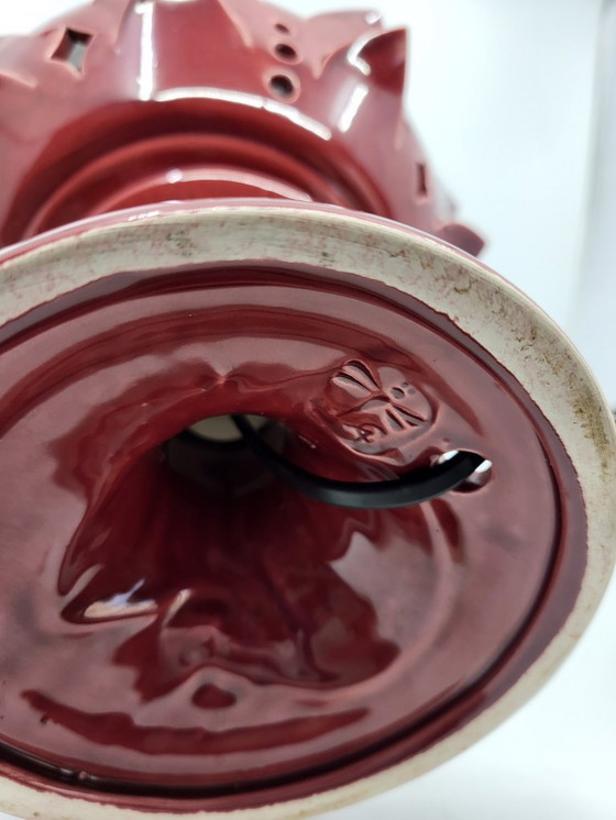 Image 1 of Artichoke Lamp in Bordeaux Ceramic, Modern Design