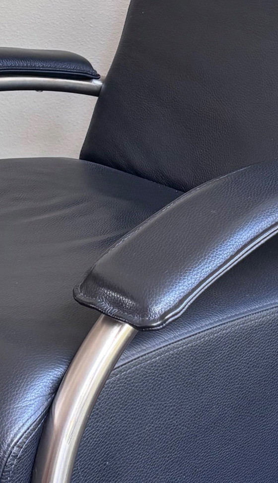 Molinari Design Fauteuils | Zwart Leer | Set Van 2 – Armchairs, Leather, Metal (photo 5 of 5)