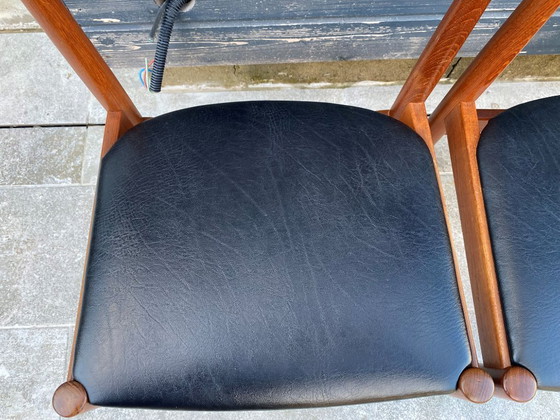 Image 1 of Set di 4 sedie scandinave Johannes Andersen Vamo Sonderborg in teak skai an60 vintage