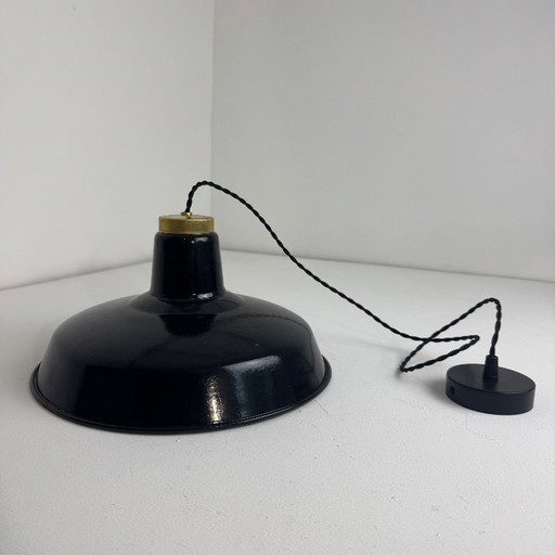 Lampada a sospensione industriale vintage smaltata per officina
