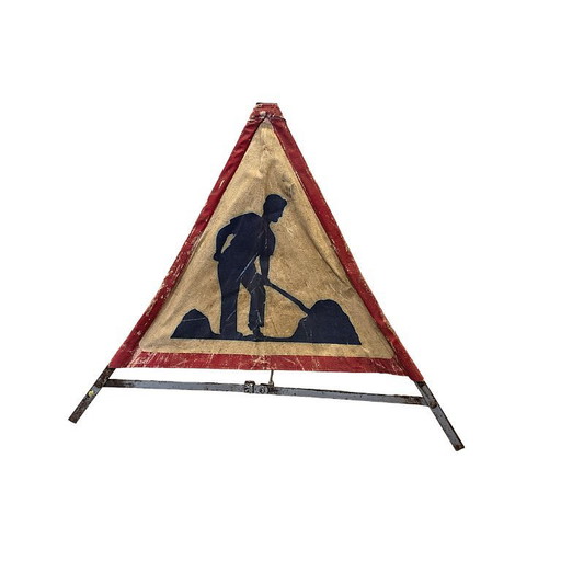 Vintage Frans wegwerkzaamheden driehoek, jaren 50/60