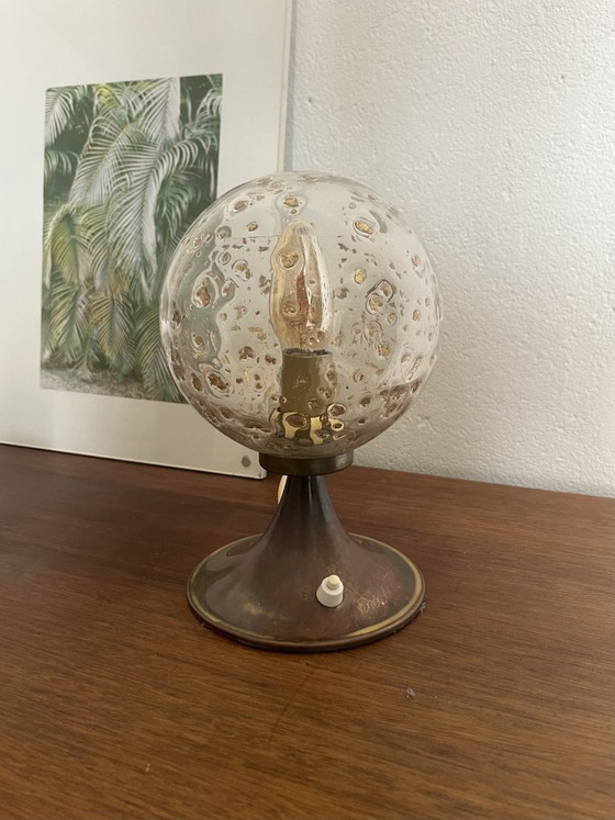 Image 1 of Vintage Bubble Glass Table Lamp Mid-Century with Gold Elements