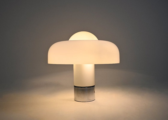 Lampe Brumbury de Luigi Massoni pour Harvey Guzzini, années 1970, Plastique, Chrome, Blanc, Space Age (photo 2 sur 13)