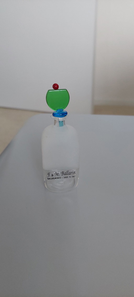 Frasco de perfume antiguo de cristal de Murano de F. & M. Ballarin