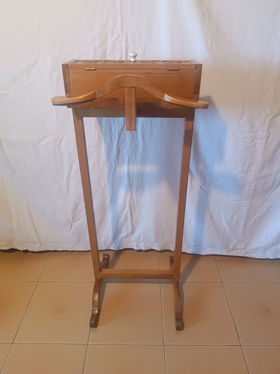 Hand-inlaid Valet Stand (Italy 1950s), Coat racks, Ceramic, Wood, Brown (photo 8 of 15)