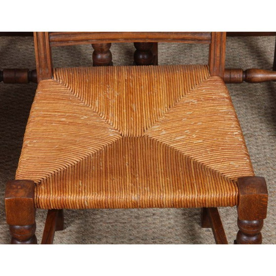 Image 1 of Ensemble de 8 chaises paillées en bois massif, 1940