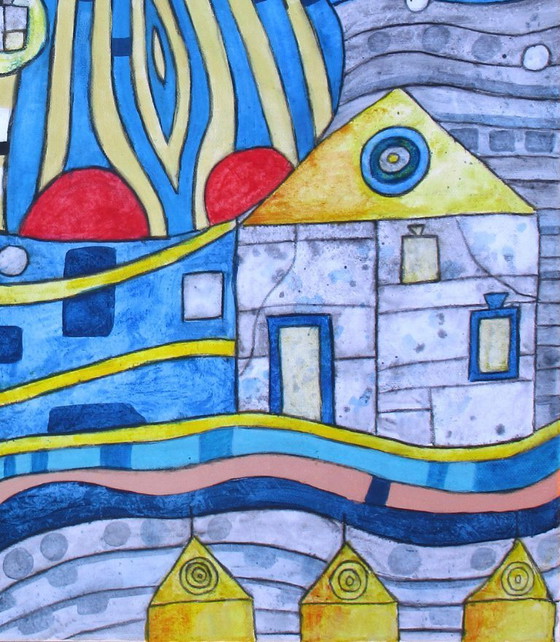 Image 1 of Mooi schilderij in de stijl van Hundertwasser