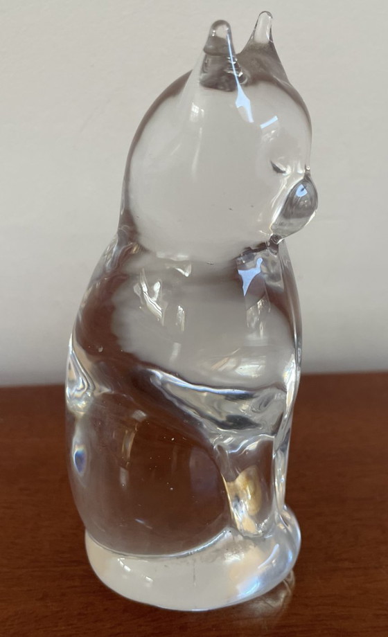 Image 1 of Reijmyre Glass - Figura di cristallo raffigurante un gatto seduto, design Tyko Axelsson