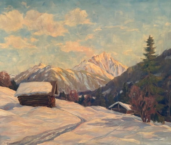 Image 1 of Rudolf Pfannenstiel oil painting 1930 Allgäu Triumvirate