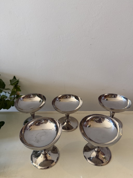 Juego de 5 cupés cromados vintage