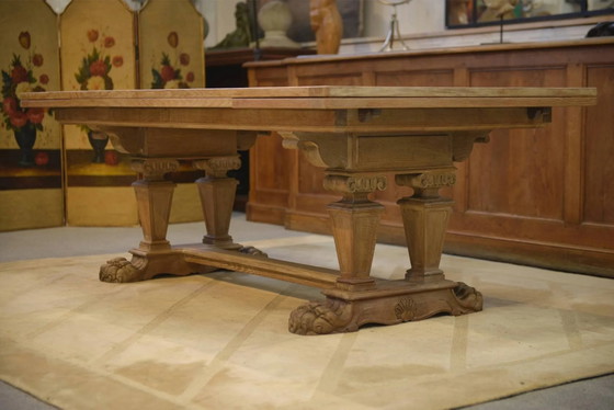 Grote sculpturale eiken tafel uit de jaren 50. – Eettafels, Vintage (photo 3 of 14)