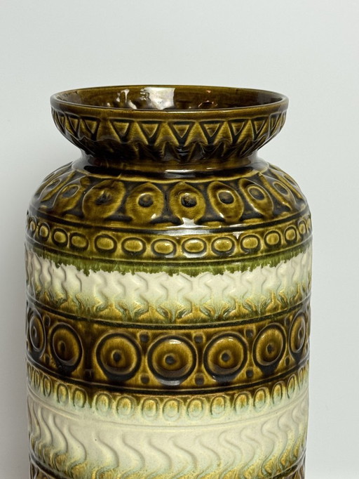 Large West Germany Ceramic Vase – Bax, Model 92-45 – Moss Green & Cream. Germany, 1960s.
