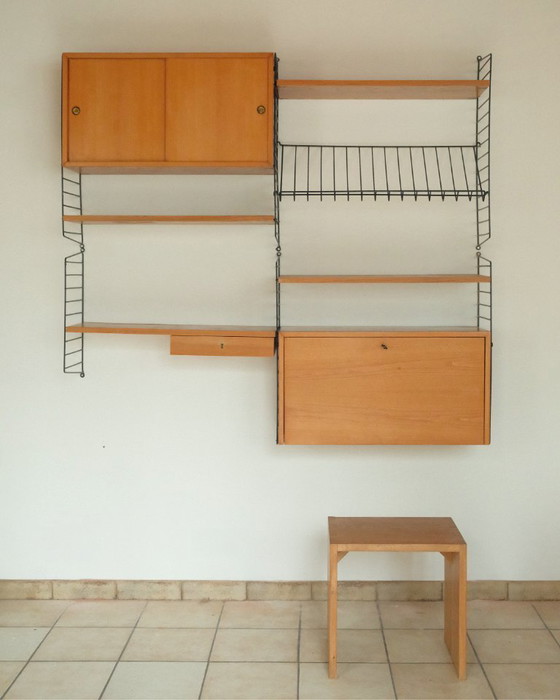 Image 1 of Système d'étagères murales vintage, armoire murale, support mural