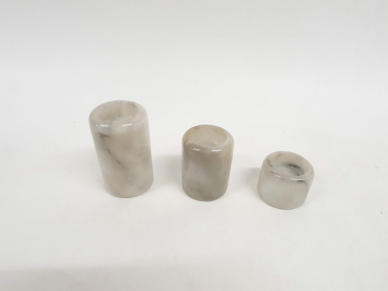 Image 1 of Set di tre candele in marmo, Italia, anni '70