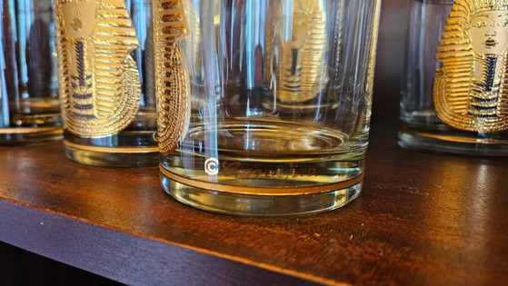 8x Georges Briard Vintage Glazen – Egypte/Farao – Gouden Decor – Glazen & Karaffen, Glass (photo 5 of 5)