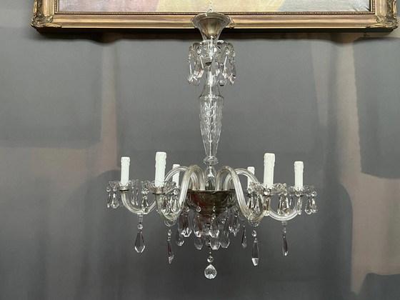 Lampadario veneziano decorato con cristallo trasparente e rari cristalli colorati. – Crystal, Glass, Vintage (photo 3 of 10)