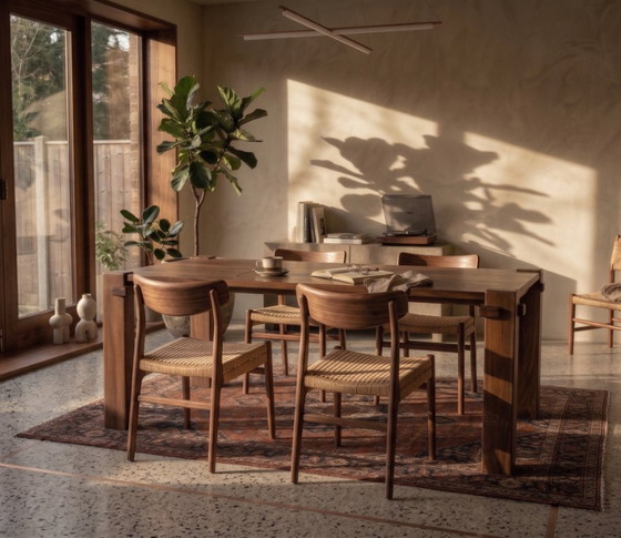 Image 1 of Japandi solid wood dining table | Rain Tree wood | 193 x 99 x 76 cm