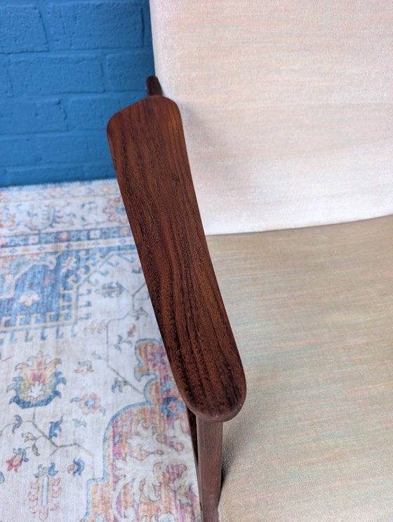 Fauteuil des années 60, Bois, Textile, Crème, Mid Century Modern (photo 9 sur 11)