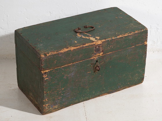 Antique green antique military chest (c.1910) #1 – Chest of drawers, Rustic (photo 16 of 22)