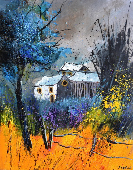 Houses in the Wood – schilderijen tekeningen, Canvas