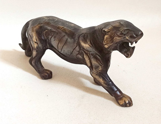 Image 1 of Fermacarte tigre in bronzo anni '50 Larghezza 22 cm
