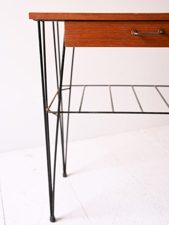 Image 1 of 1950s/60s Scandinavian teak and iron nightstand