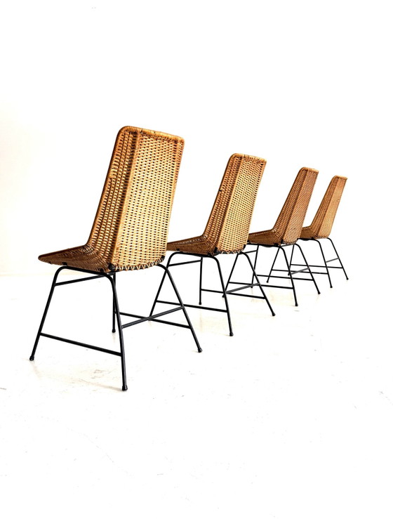 4x sedie da pranzo vintage in rattan, Italia ‘80 – Metallo, Vimini (photo 5 of 9)