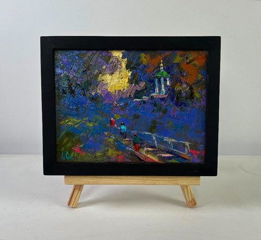 Original Oil Painting Summer Nature Landscape Warm moments among loved ones