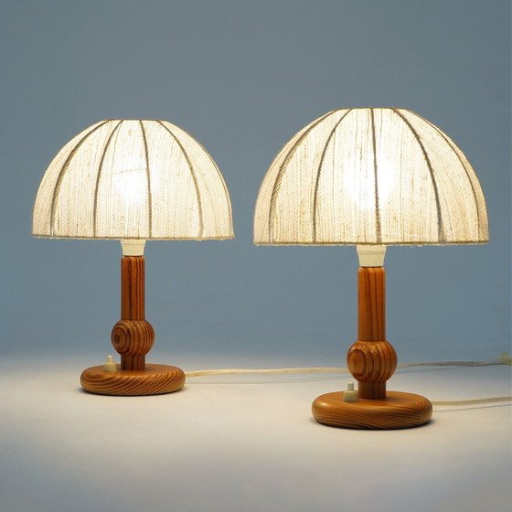 Image 1 of Coppia di lampade da comodino in legno, anni '70