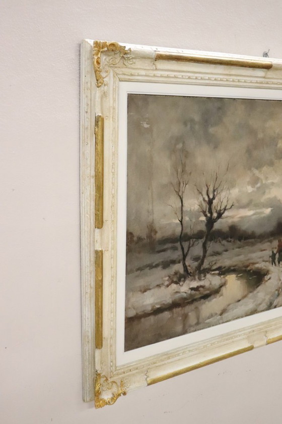 Image 1 of Dipinto ad olio su tela, Paesaggio invernale, firmato Karpoff