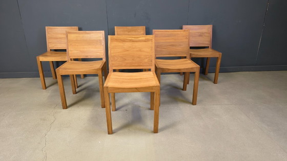 Image 1 of Vintage teakhouten eetkamerstoelen, set van 6 - jaren 80