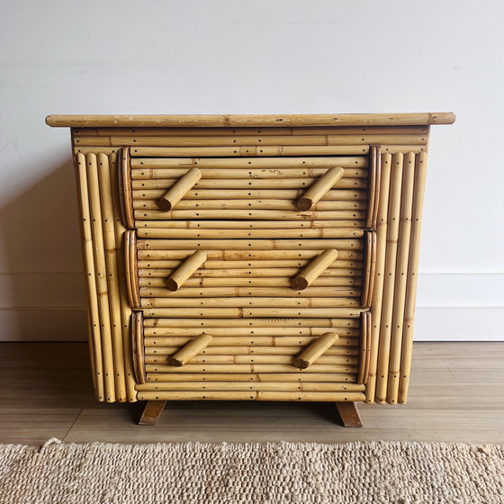 Image 1 of Rohe Noordwolde bamboe rotan ladekast nachtkastje 