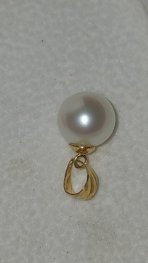 Echte, seltene japanische Salzwasserperle, gefasst in einem massiven 18-karätigen Goldring/Schlangenfassung. – cadeaus