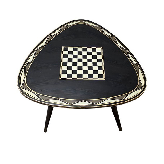 Vintage Mid-Century Chess Side Table, 50s/60s, Wood, Multi Color (photo 3 of 5)