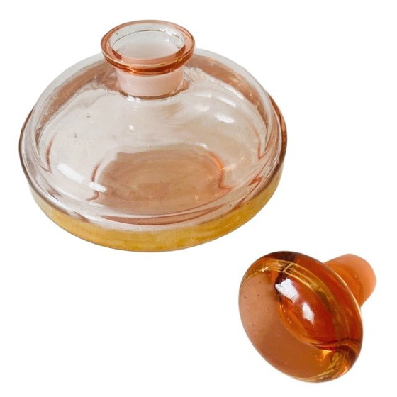 Image 1 of Art Deco style perfume bottle pink glass 1950s