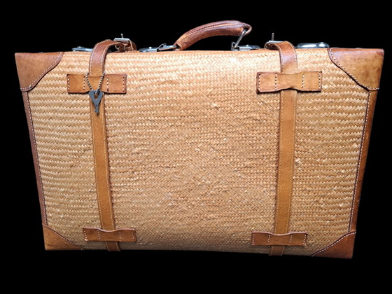 Image 1 of Valigia vintage in pelle di rafia 1950/1960