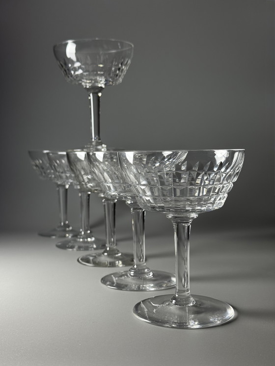 Image 1 of Val Saint Lambert - Set di 6 coppe di cristallo - Servizio Mery. Art Déco anni '40