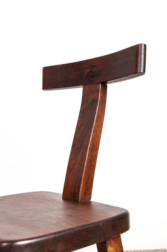 Image 1 of Set aus 4 skandinavischen Stühlen aus massiver Ulme, Modell T im Stil von Olavi Hanninen.