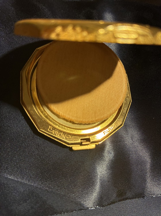 Image 1 of Poudrier Caron Paris avec miroir, houppette et poudre