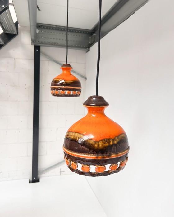 Image 1 of Set van 2 Keramieken Plafondlampen van PAN Leuchten, 1970's