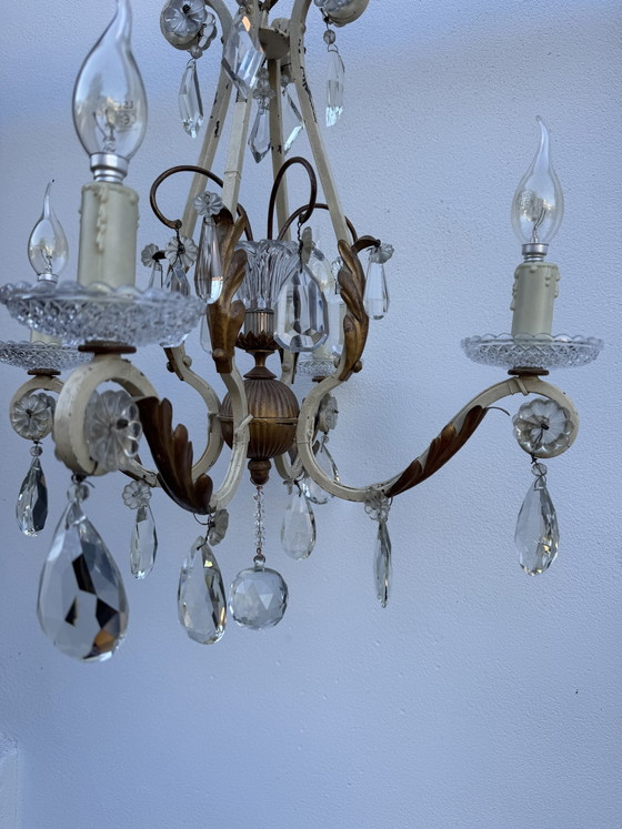 Lampadario in cristallo e ferro battuto con pendenti 1900 – Iron, Crystal (photo 7 of 15)