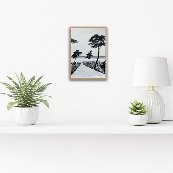 Image 1 of Tusche auf Papier, gerahmt. 30x21cm.