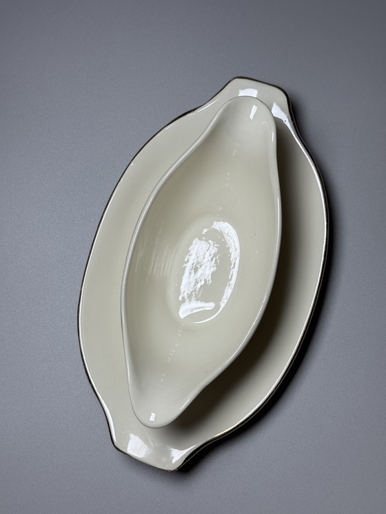 Image 1 of Boch Frères, Art Deco – Große Servierschüssel & Soßenschüssel (1940er Jahre)