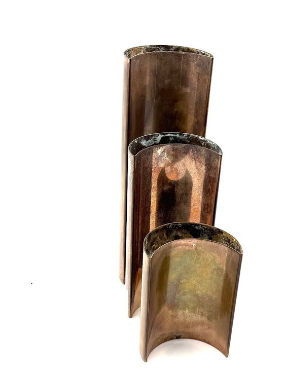 Image 1 of Set aus 3 versilberten Vasen aus der Mitte des 20. Jahrhunderts, GiBi Italien, 1970er Jahre