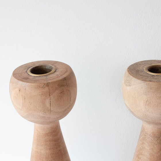 Paire de Bougeoirs en Bois style Design Danois, années 1970 – Bougeoirs et chandeliers, Wood (photo 9 of 10)