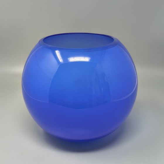 Image 1 of 1970s Mid-Century Blue Vase by Ind. Vetraria Valdarnese. Made in Italy