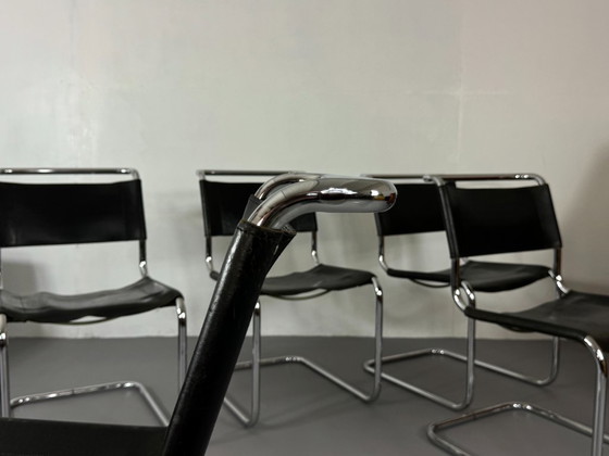 Thonet S33 Cantilever Chair by Mart Stam, Vintage black Leather / Chrome, Dining chairs, Mid Century Modern (photo 5 of 15)