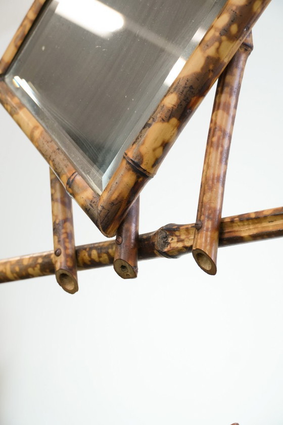 Image 1 of Antique French faux bamboo standing coat rack/hallway furniture with a mirror and umbrella rack