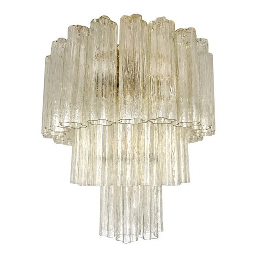 Plafoniera italiana in vetro di Murano con decorazione “Tronchi”.