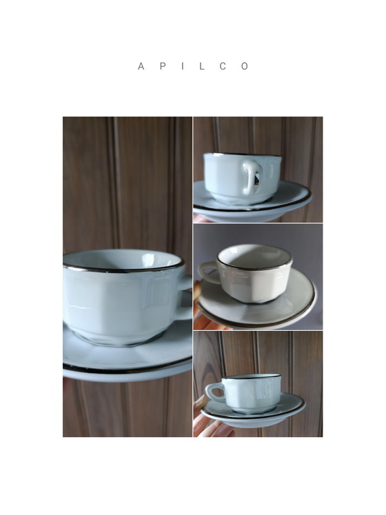 Image 1 of 6 Parisian bistro cups, Flora model - Apilco Deshoulieres